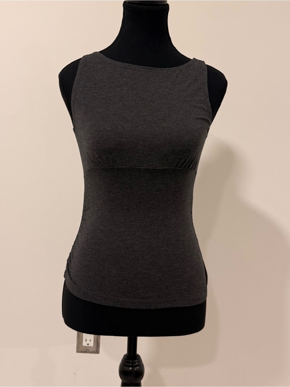 OAK + FORT Charcoal Gray Ribbed Scoop Neck Tank